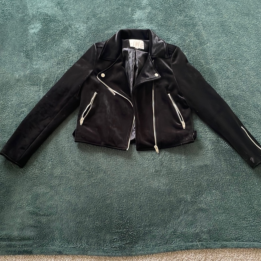 Black Velvet Moto Jacket with Silver Detail Vera & Lucky